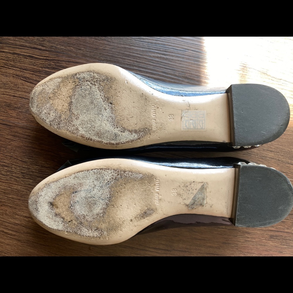 Miu Miu Black Patent Leather Bow Ballet Flats Siz… - image 6